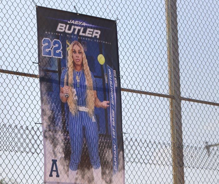 Aquinas softball Jaeya Butler profile by John Murphy 4-21-23042020233599